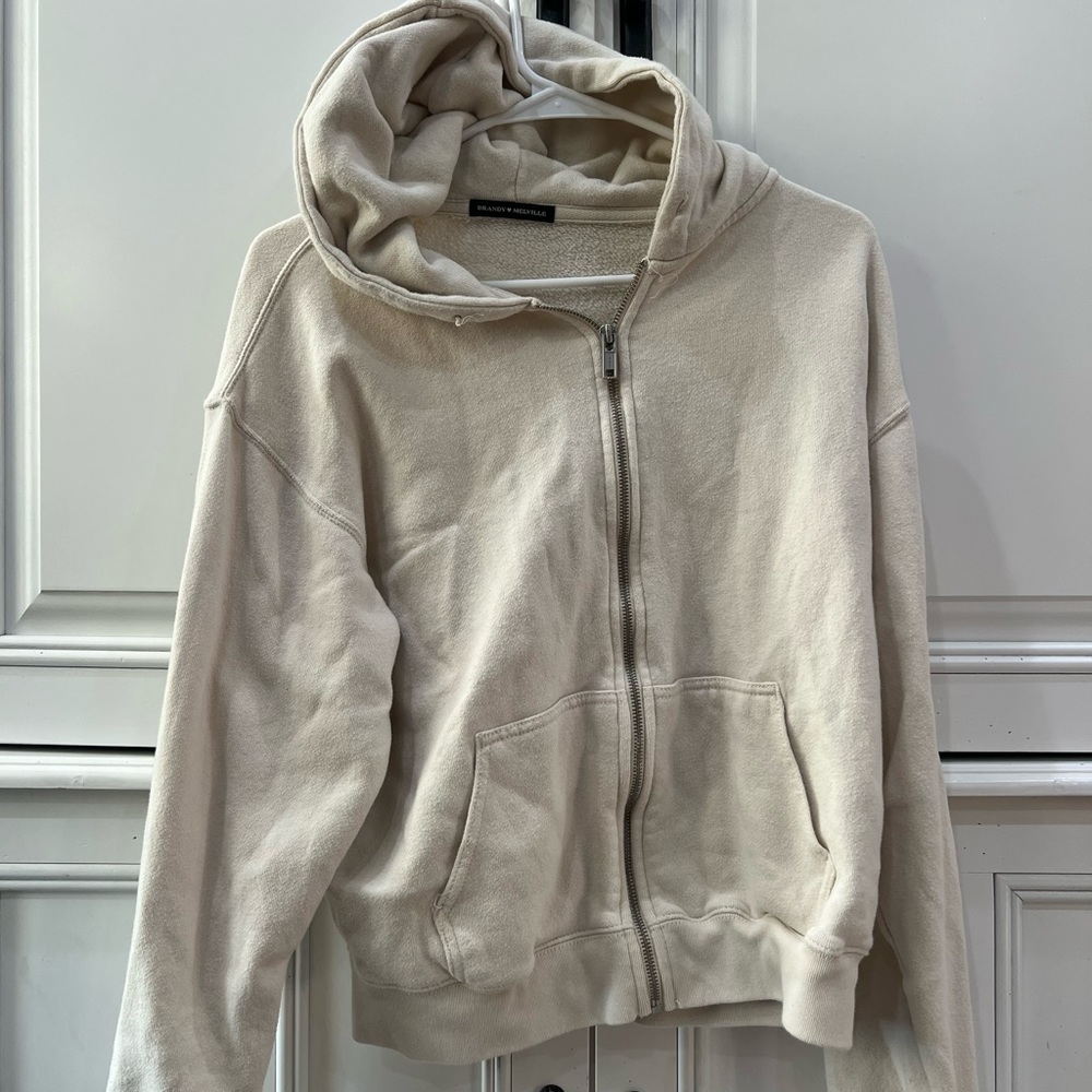 cream brandy Melville zip up